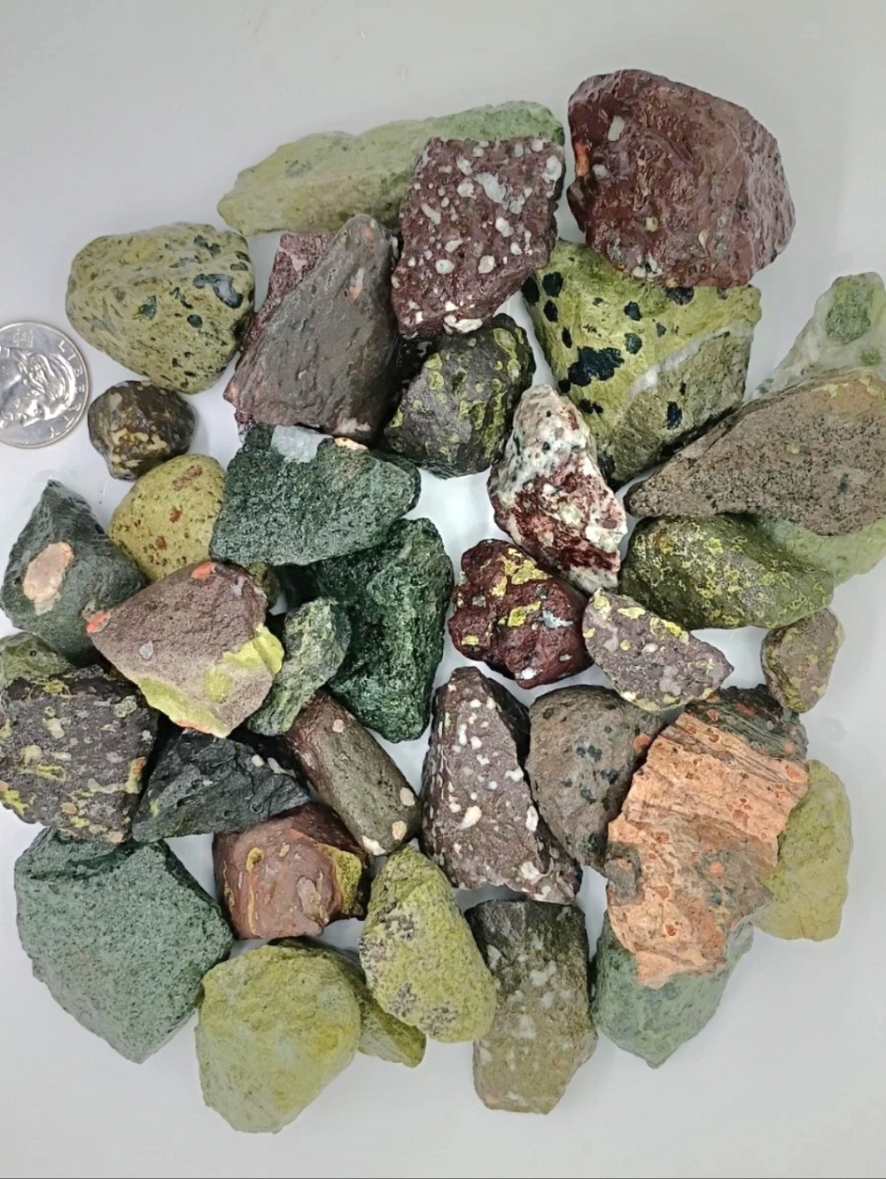 Amygdaloidal Basalt, Metabasalt, Epidote, Quartz. Chips And Pieces